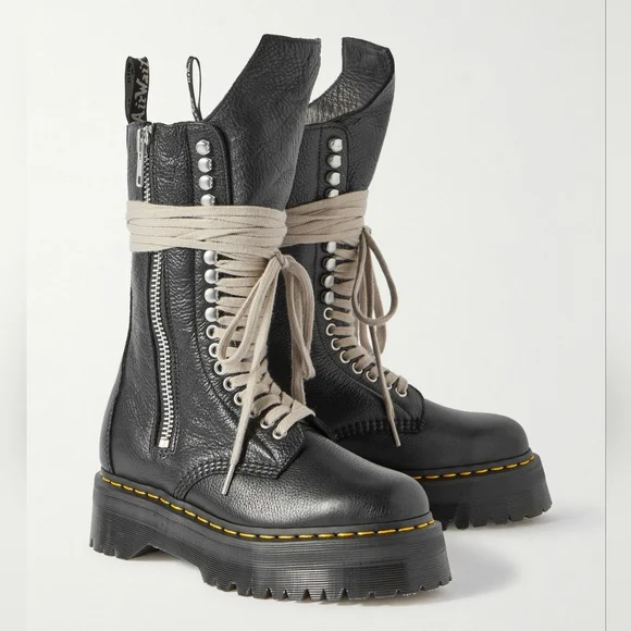 Rick Owens x Dr Martens Quad Sole leather boots size 10.5 BNWOB - Picture 3 of 15